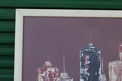 Mid-20th Century IMPASTO Abstract Buildings Oil Painting FRANK WALCUTT