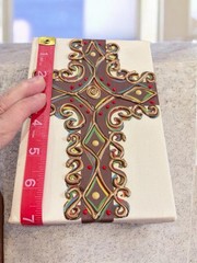 Cross Canvas Picture Standup Beautifully Crafted Raised Paint Accents 1x5x7in