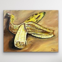 Peeled Banana Painting 11×14 Still Life Acrylic Art