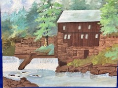 Vintage Oil Painting on Canvas Panel 20″ x 16″ Old Wooden Mill Building
