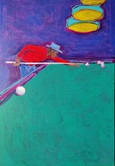 39.4″x27.5″ Abstract Figurative Billiards Player Painting On Canvas| POOL PLAYER