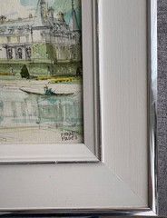 Pierre Pages Original Signed Watercolor Gouache Painting French Chateau Landscap
