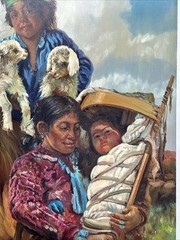 FIL MOTTOLA PAINTING FINEST NAVAJO FAMILY INDIAN NATIVE AMERICAN PORTRAIT FAMOUS