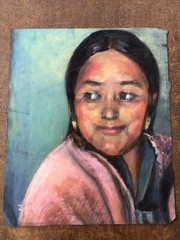 Original Pastel Painting Young Mexican Lady By Zili Kraus