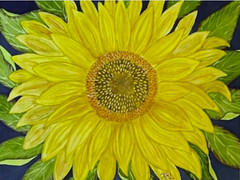 PAINTING WATERCOLOR 11X14 AND WHITE MAT FLOWER SUNFLOWER YELLOW ORANGE GREEN ART