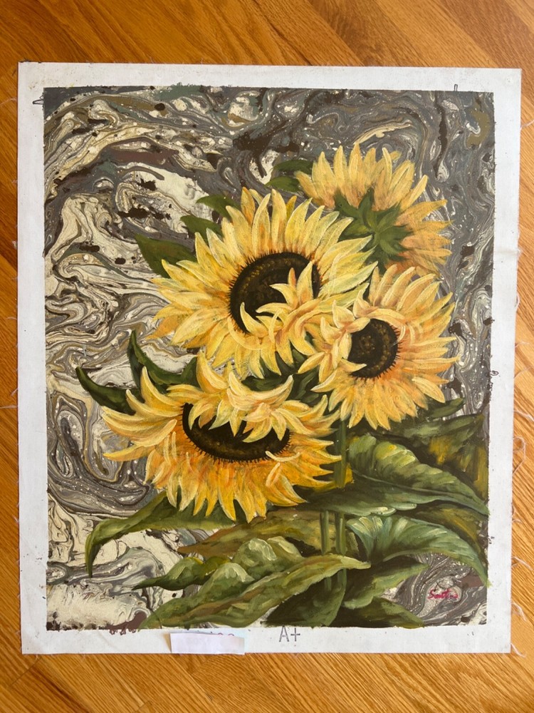 Sunflowers – Original oil painting on canvas, 23 1/4”x27 1/4”