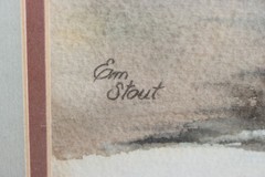 EM STOUT WATERCOLOR PAINTING PAPER SIGNED AMERICAN ARTIST ROCKY MOUNTAIN WEST