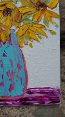 Original 6″x8″ Oil Painting Textured sunflower bouquet flower IMPASTO