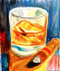 Urban Whiskey Cigar Textured Food Color Dinner Original Manly Art 11×14 Paper