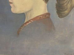 Side Profile Female Portrait Painting Midwest Regional Artist Virginia Terpening