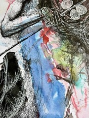 Ink On Cardboard SKETCH ALAIN DONATE cuban Artist 16″x 23″ORIGINAL SURREAL ART