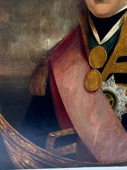 ANTIQUE NAVAL COMMANDER PAINTING PORTRAIT ADMIRAL HORATIO NELSON BATTLE RARE