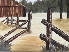VTGBarn Oil Painting Signed KPhillips Original Framed CountryLandscape Art 16×20