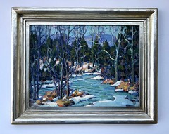 Impressionist Woodstock December landscape John W Bentley 1880-1951, listed NY