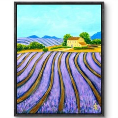 Original Contemporary 11×14 Lavender Field Acrylic Canvas Impressionist Art