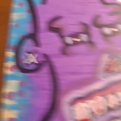 Original Painting Graffiti Bart Cartoon Purple Silver Simpsons Skull Faced Throw