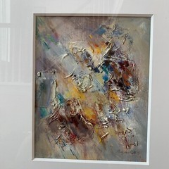 Joy Elaine Praznik RARE Original Signed 2007 “Yes And No “ Oil On Paper Collage