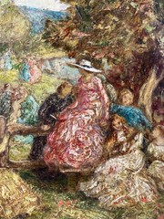 HIGHLY INTERESTING ANTIQUE OIL IMPASTO PAINTING CIRCLE OF ADOLPHE MONTICELLI ART
