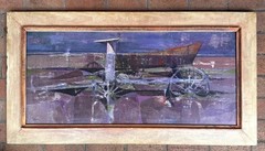 Dale Hennesy 1958 Prize Winning Watercolor Gouache 18×40 CA WC Society Exhibit