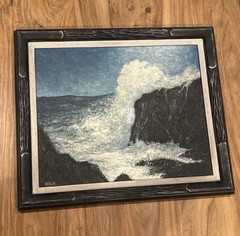 Original Oil Painting Nocturne Seascape Signed Nettie Bull Michigan Artist