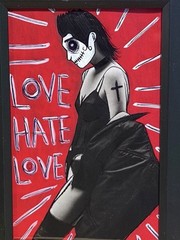Original Painting Love Hate Love Woman Ooak Framed Horror Gothic Art Halloween