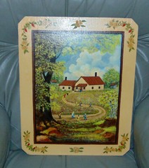 Nice, Folk Art Oil Painting „Way to School“ Julia Seay age 81, dated 1995