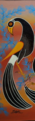MLAPONI THREE GOLDEN-WINGED LONGTAILS old CLASSIC TINGATINGA board 63.5 x 63.8cm