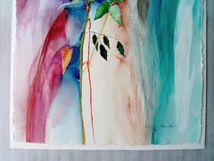 MARION STEEN SIGNED WATERCOLOR PAINTING WHITE ROSE FLOWER CONTEMPORARY ART
