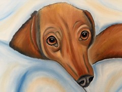 Original oil painting 11 x 14 inches cute dachshund dog