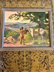 M.C. Sharp Oil on Canvas Native American with Horse/Landscape
