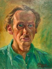 20th Century European Expressionism School Grandiose Portrait Oil Painting