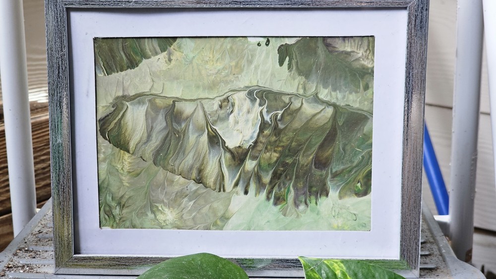 Matted & Framed Abstract Painting Wall Art – Green Art Theme, Single Piece