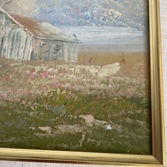 Rural Landscape Homestead Oil Painting on Board Signed Brandt & Framed 12×14”