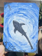 Original Watercolor ACEO: Shark | Mini Ocean Life Art by OnceAgainColor