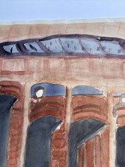 URBAN MODERNIST PAINTING ARCHITECTURAL ABSTRACT REGIONALISM SIGNED VINTAGE