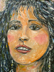 Maria woman portrait NEW 8×10 art oil painting card panel signed CROWELL