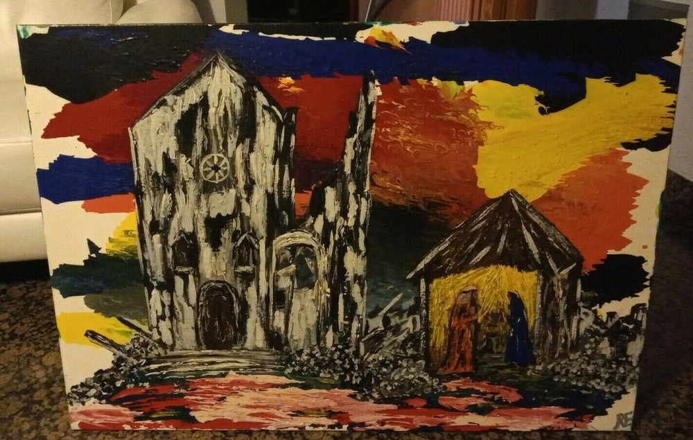 Roberto Capocasa – Basilica Di Norcia And Nativity‘ Painting Acrylic On Linen