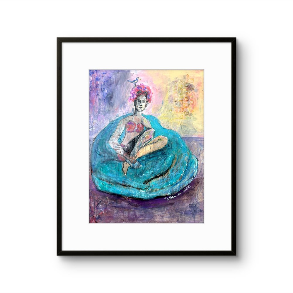 Figurative Women 10″x13″ Original Paper Mixed Media Chillin‘ Abstract Art