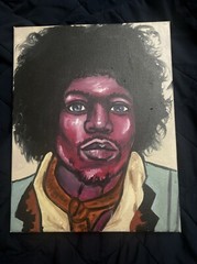 Jimmy Hendrix Music legend black velvet oil painting handpainted signed art