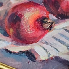 Original Oil Painting Pomegranates Still Life 4×6 Framed Kitchen Wall Art