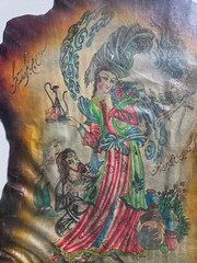 Full Size Persian Painting on Real Lamb Hide Skin Leather in Color