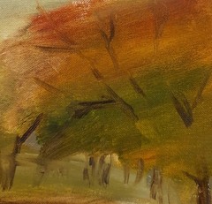 Autumn Park Oil Painting, Vintage Landscape with Trees and Path, Warm Fall Color