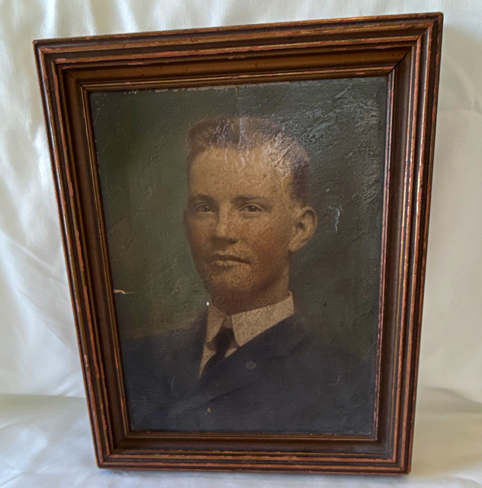 Antique c.1915–1925 Portrait of Young Gentleman in Wood Frame