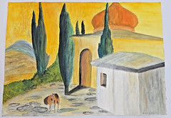 Watercolour Painting on Cardboard – Syria Country / 70x50cm by Kühhhirt 1999 – No Frame