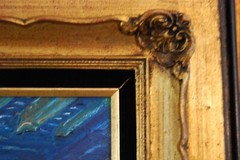 FRAMED OIL VITRALES STAINED GLASS WINDOWS OLD HAVANA, CUBA ARTIST: HECTO VIDAL