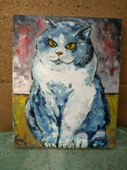 FUDGIE THE CAT pet wow art NEW oil painting 8×10 canvas original signed Crowell