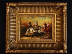 Orientalist Oil on Board Painting in Ornate Gilt Frame Equest