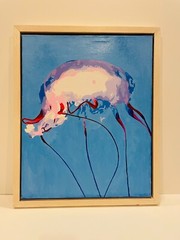 Jelly Fish Framed Original Oil Painting 18 x 22″ Nantucket