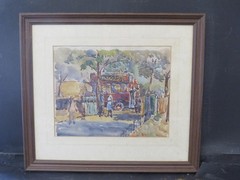 London Omnibus Bus Transport Edwardian Painting c.1910 Grace Collcutt b.1875