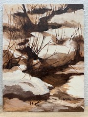 Vtg 1990s Authentic Oil Painting Winter Landscappe Paysage Signed By Mary Wolfe